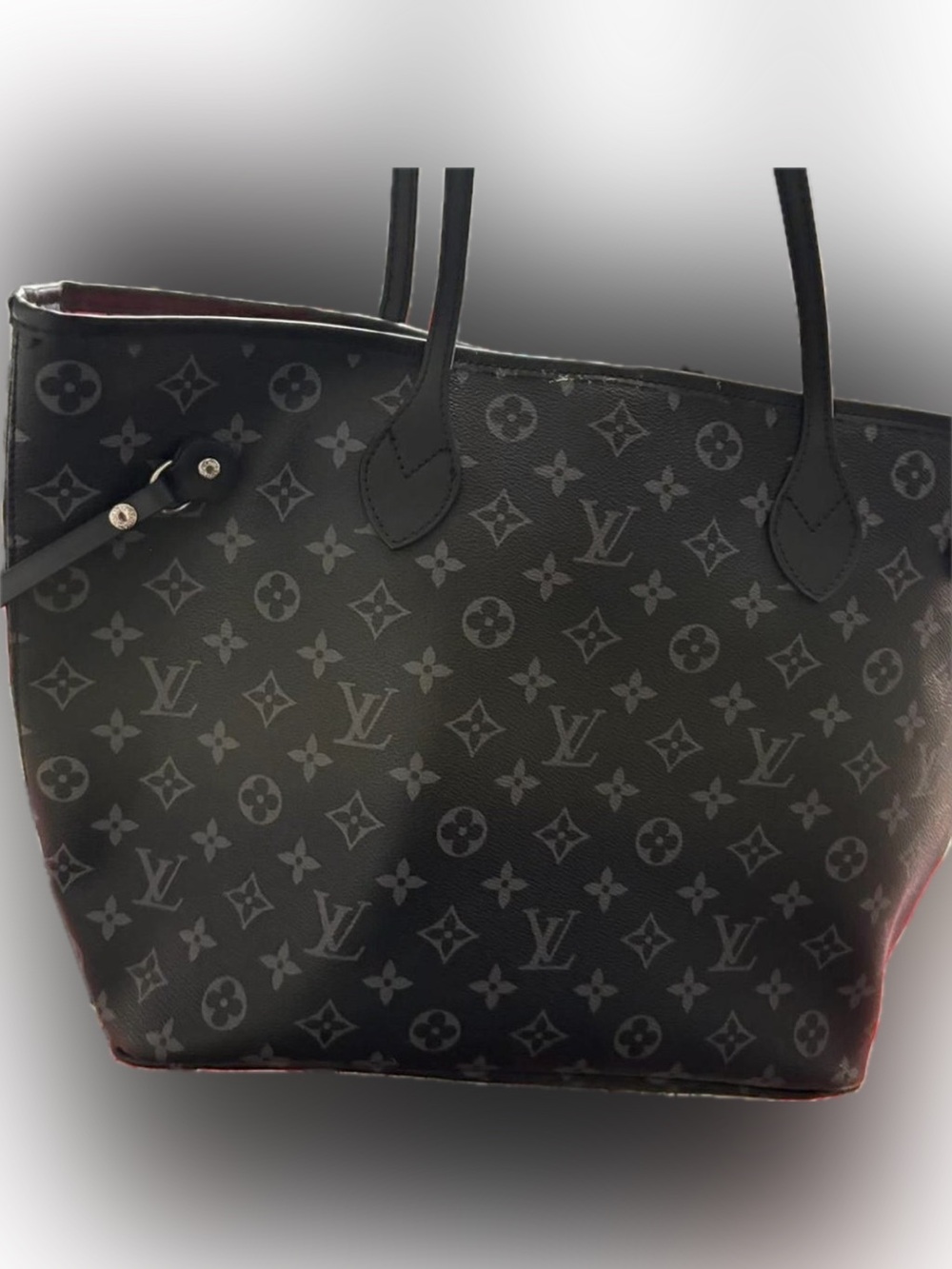 Black Monogram Canvas Tote with Matching Pouch - Picture 3 of 9